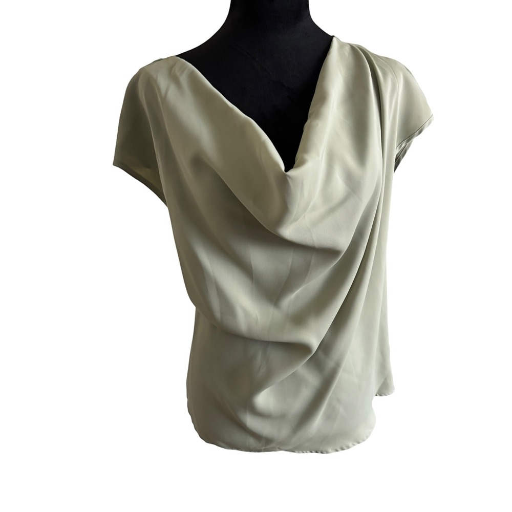 Cupshe Sage Green Cowl Neck Silk Blend Sleeveless Blouse Top Size Medium